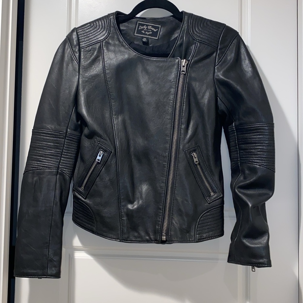 EUC Lucky Brand 100% Lamb Leather Moto Jacket